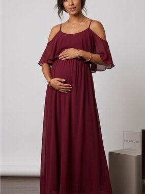 PinkBlush Burgundy Ruffle Maxi Dress XL